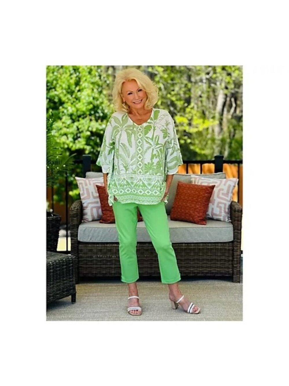Belle By Kim Gravel Regular Coastal Crop Perfect Ponte Pants Grass Green Size 14